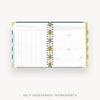 Day Designer 2026-27 weekly planner: Black Stripe cover with self assessment worksheet