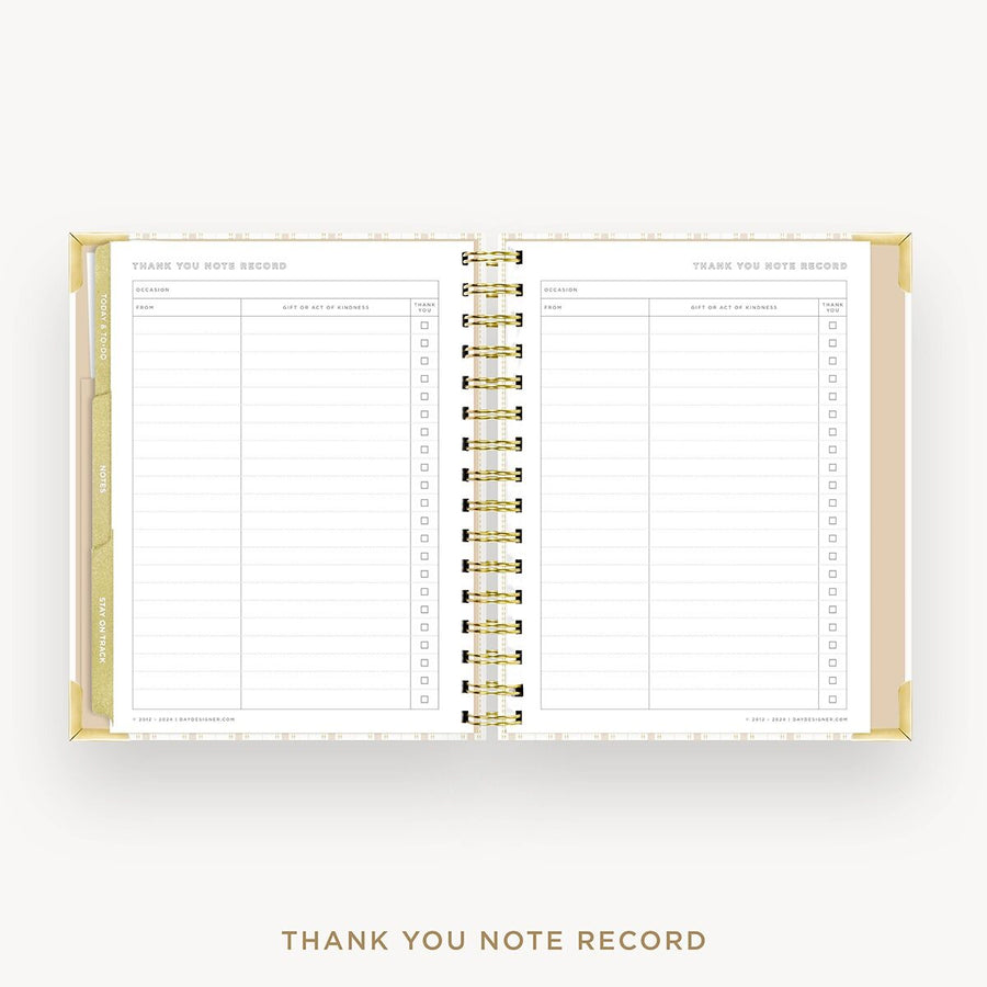 Day Designer 2026-27 mini weekly planner: Ticking Stripe cover with thank you notes pages