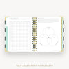 Day Designer 2026-27 mini weekly planner: Black Stripe cover with self assessment worksheet