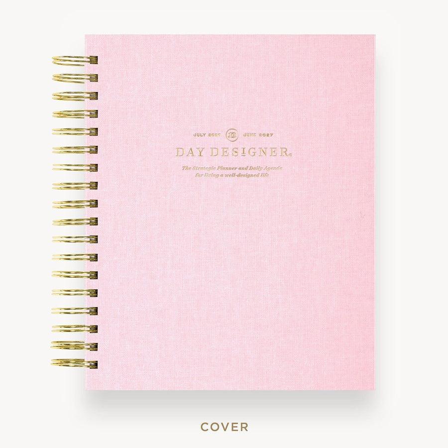 Day Designer 2026-27 daily planner: Peony Bookcloth hard cover, gold wire binding