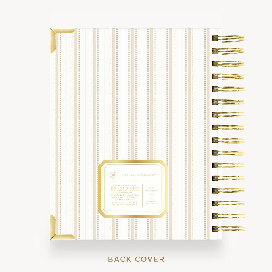 Day Designer 2026-27 mini weekly planner: Ticking Stripe cover with back cover with gold detail