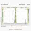 Day Designer 2026 mini weekly planner: st barts opened with captions of contents