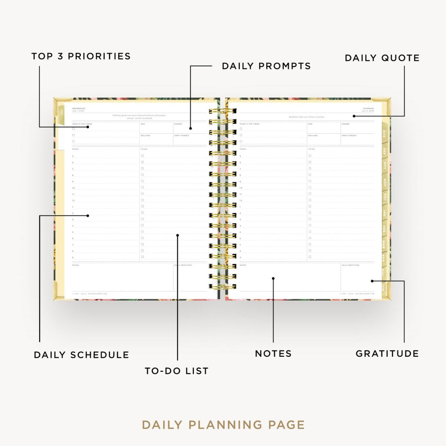 Day Designer 2026-27 daily planner: Martinique opened with captions of contents