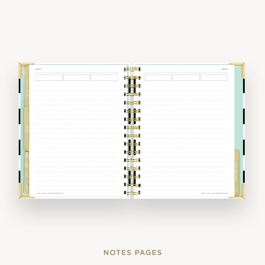 Day Designer 2026-27 mini weekly planner: Black Stripe cover with note-taking pages