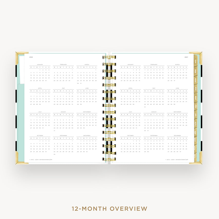 Day Designer 2026 weekly planner: black stripe cover with 12 month calendar