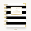 Day Designer 2026 weekly planner: black stripe hard cover, gold wire binding