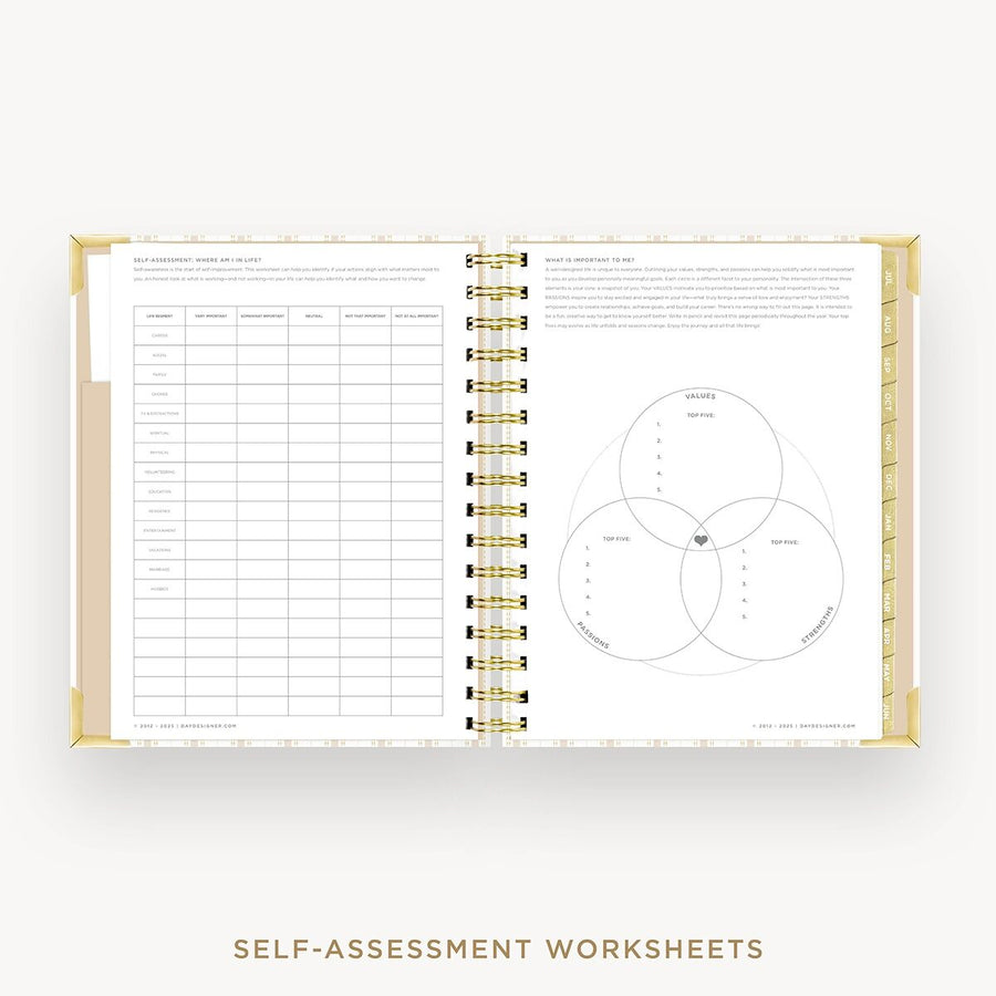 Day Designer 2026-27 mini weekly planner: Ticking Stripe cover with self assessment worksheet