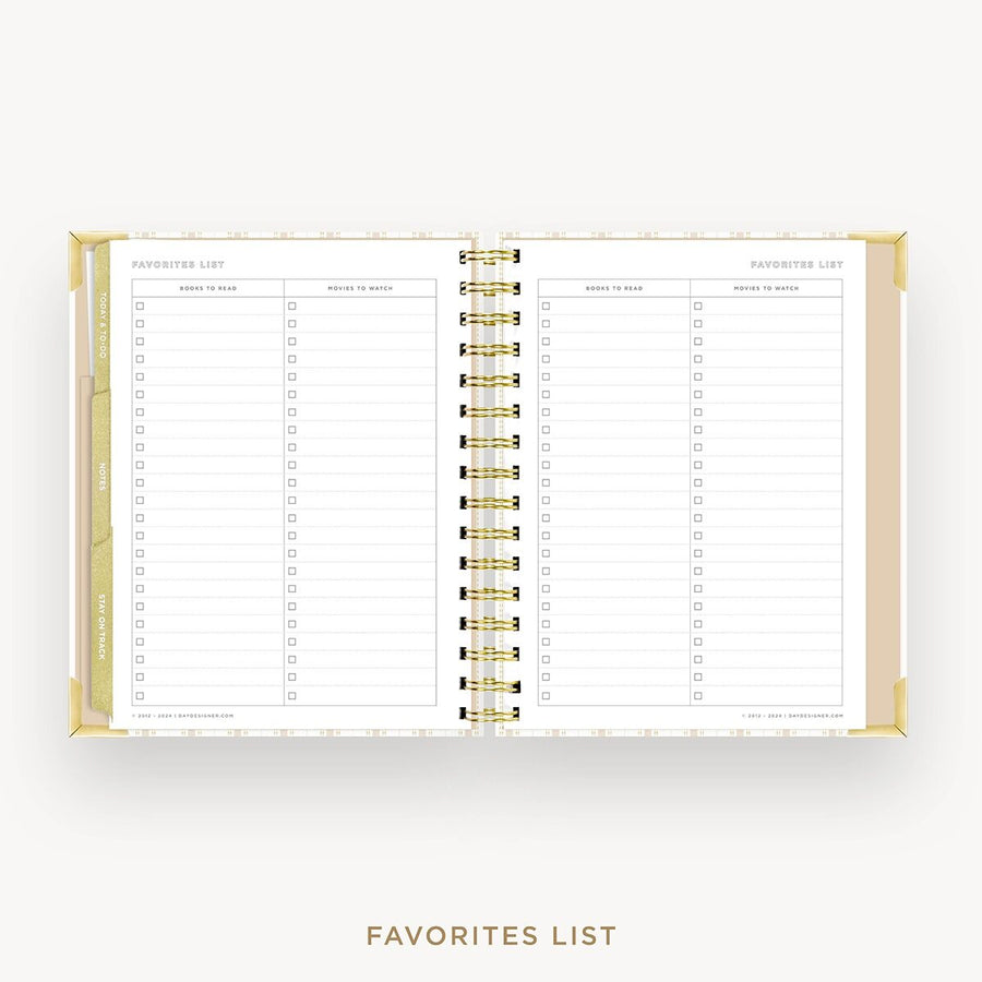 Day Designer 2026-27 mini weekly planner: Ticking Stripe cover with favorite books and movies pages