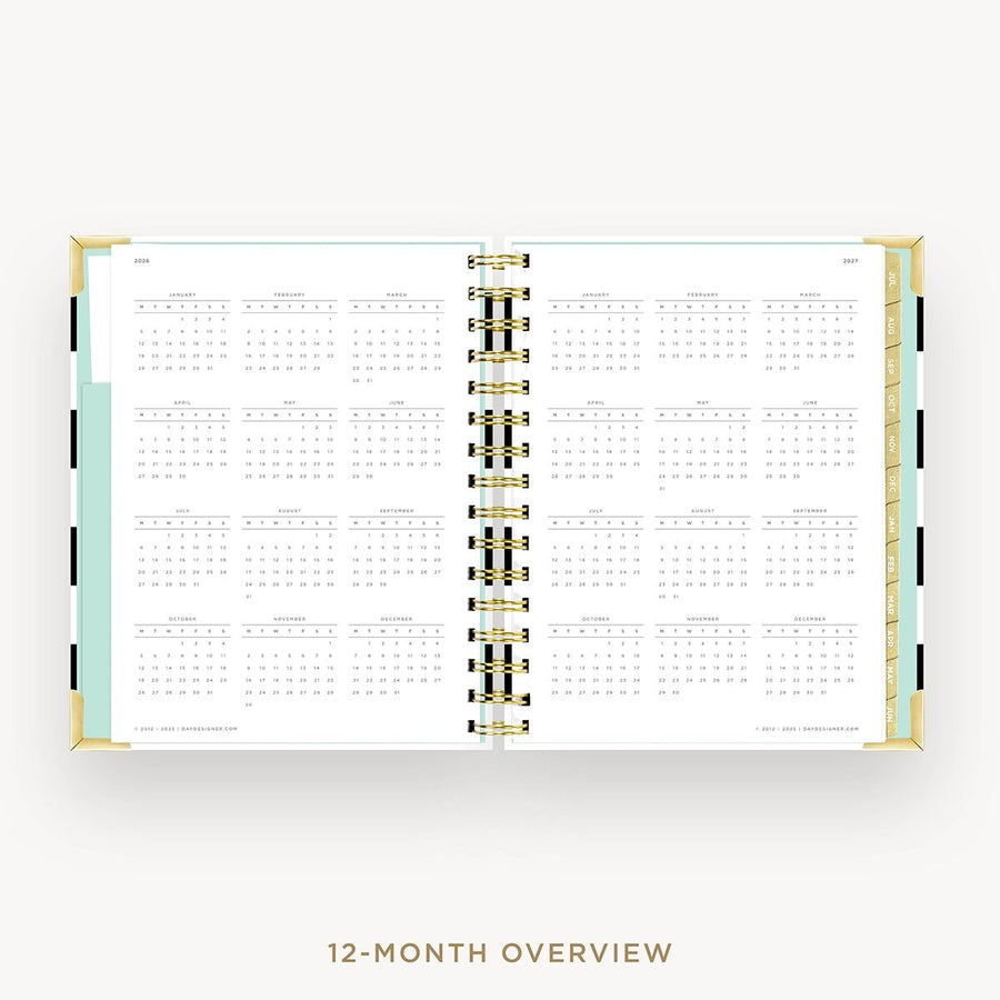 Day Designer 2026-27 mini weekly planner: Black Stripe cover with 12 month calendar
