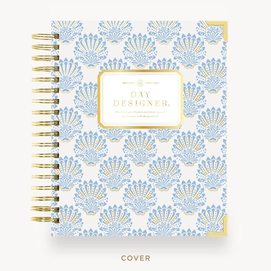 Day Designer 2026-27 daily planner: Grand Shell hard cover, gold wire binding