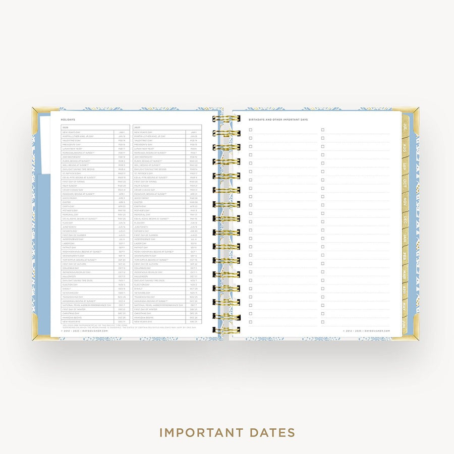 Day Designer 2026-27 mini weekly planner: Important Dates cover with holidays page