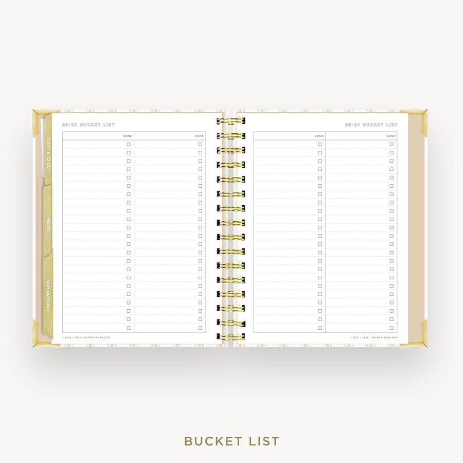 Day Designer 2026-27 mini weekly planner: Ticking Stripe cover with bucket list