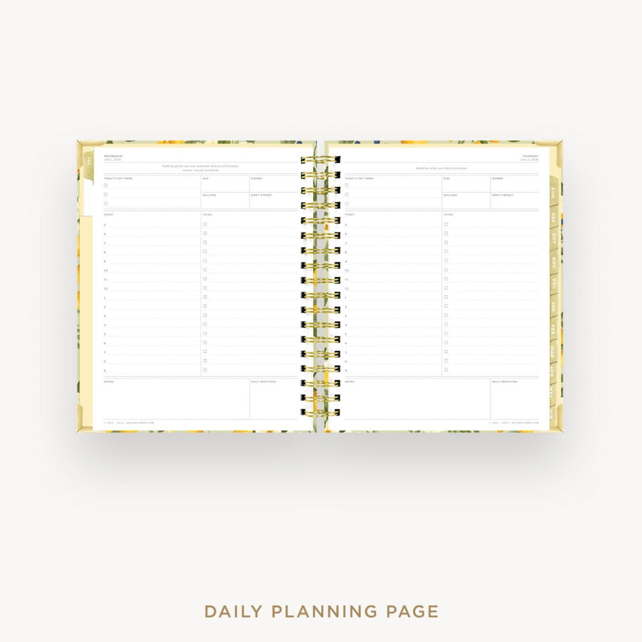 Day Designer 2026-27 daily planner: Lemon Floral Sage cover with daily planning page