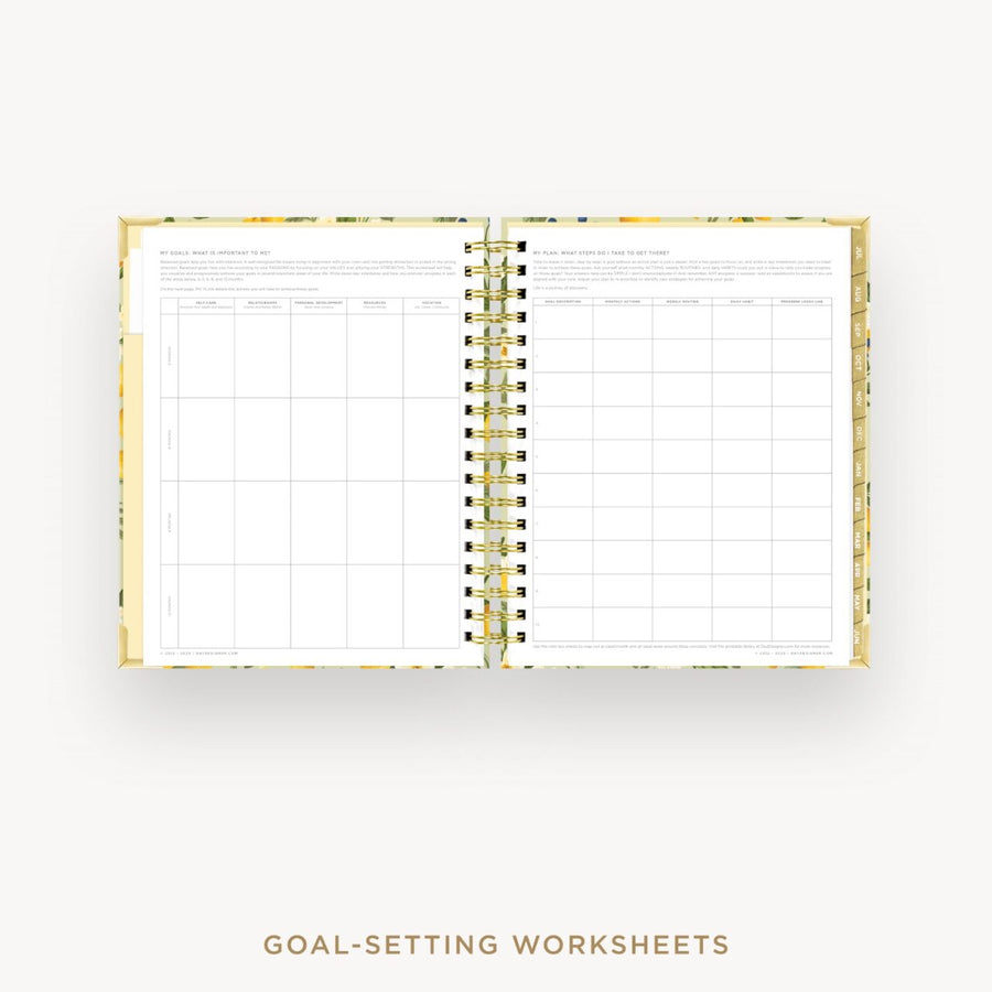 Day Designer 2026-27 daily planner: Lemon Floral Sage cover with goals worksheet