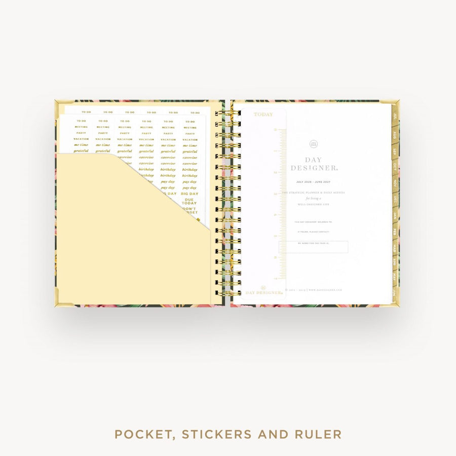 Day Designer 2026-27 daily planner: Martinique cover with pocket and gold stickers