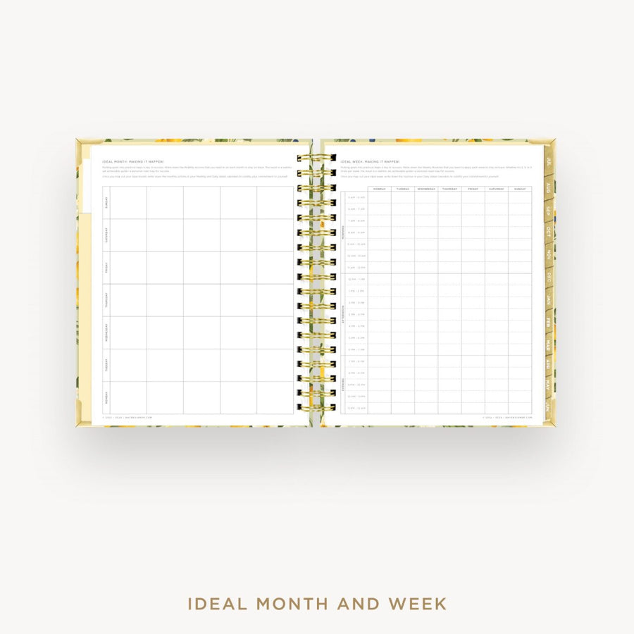 Day Designer 2026-27 daily planner: Lemon Floral Sage cover with ideal week worksheet