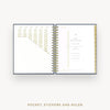 Day Designer 2026-27 daily planner: Navy Bookcloth cover with pocket and gold stickers