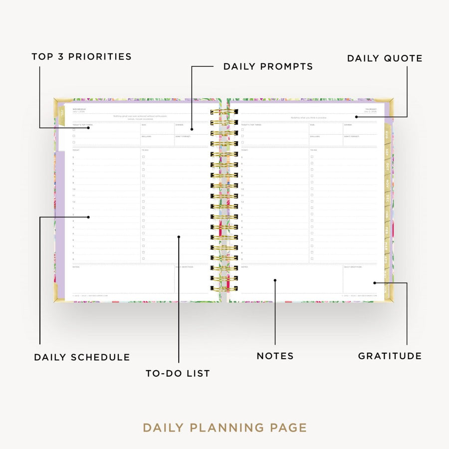 Day Designer 2026-27 daily planner: Belle Vie opened with captions of contents