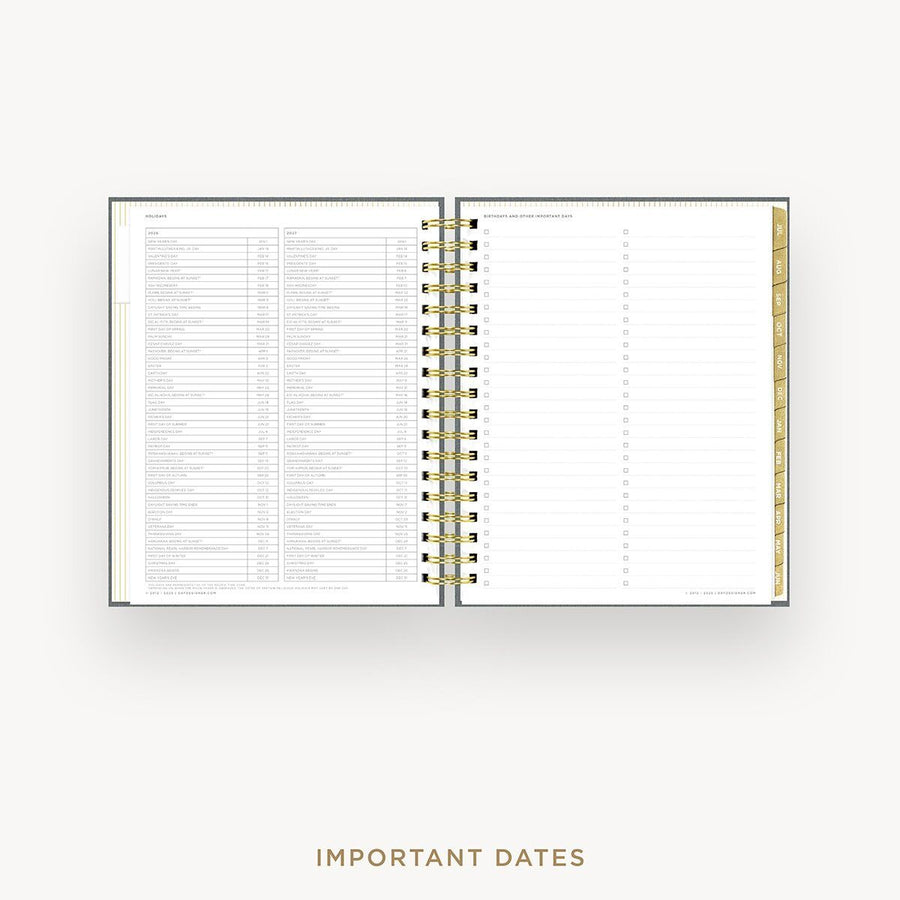 Day Designer 2026-27 daily planner: Charcoal Bookcloth cover with holidays
