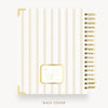 Day Designer 2026-27 daily planner: Ticking Stripe back cover with gold detail