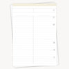 White planner refill sheet with ruled lines on a white background