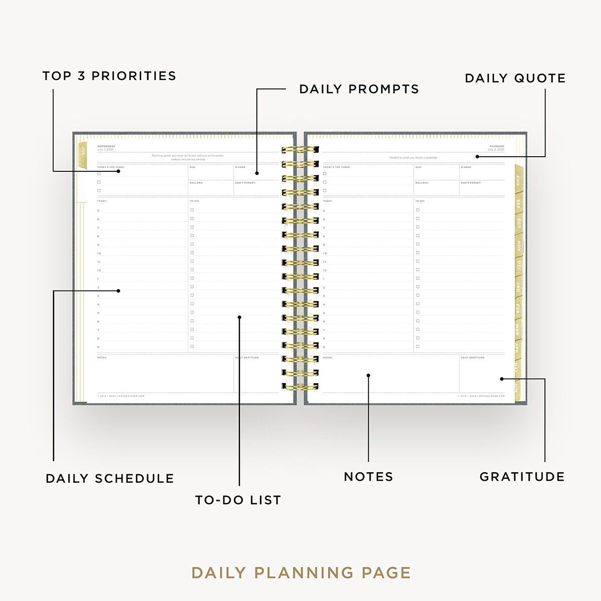 2026-27 Daily Planner: Charcoal Bookcloth