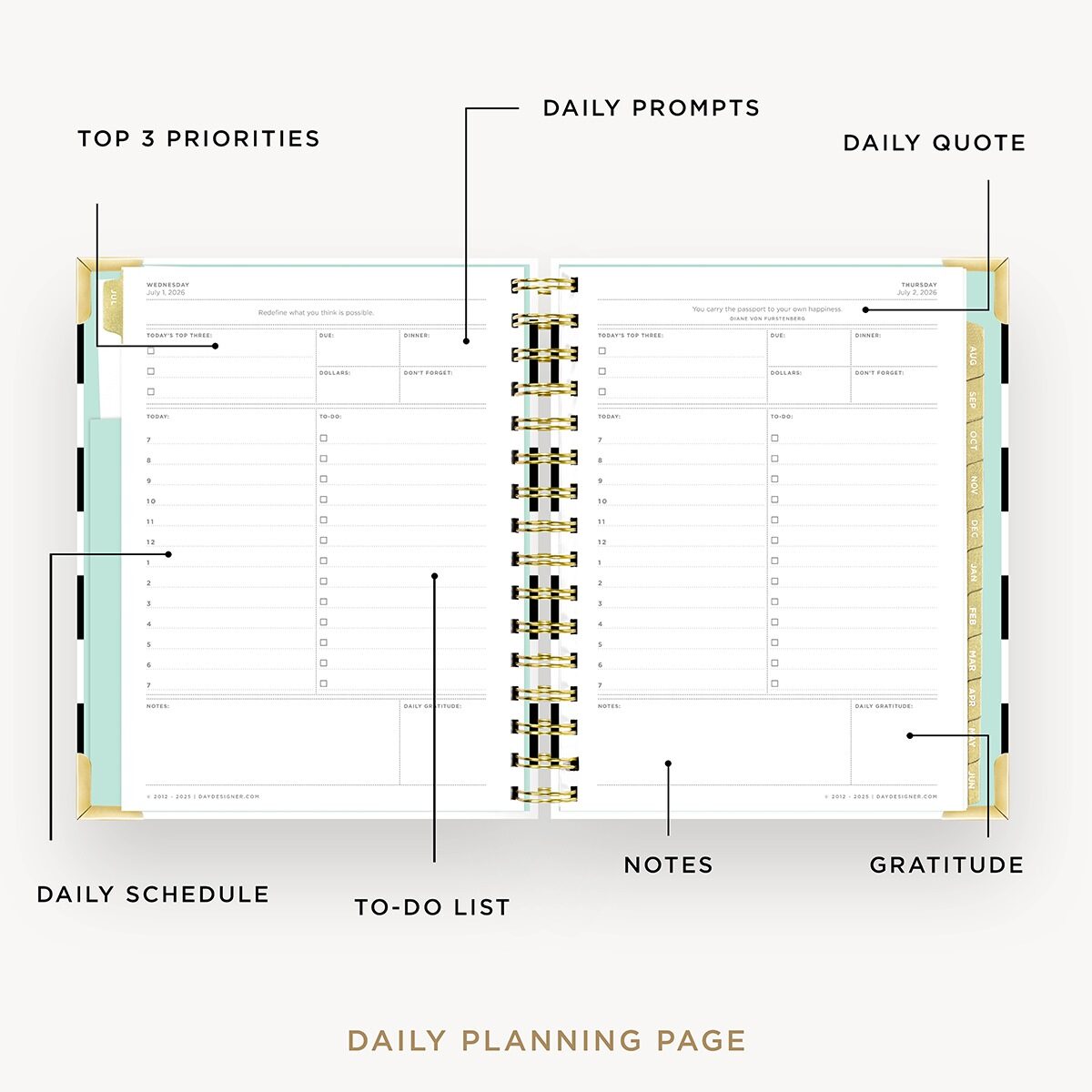 2026-27 Mini Daily Planner: Black Stripe