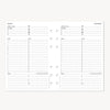 Weekly planner sheet with time slots and checkboxes on a white background