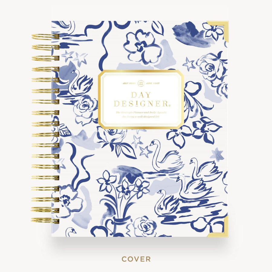 Day Designer 2026-27 daily planner: Swan Lake hard cover, gold wire binding