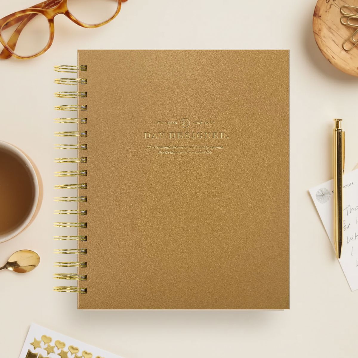 2026-27 Weekly Planner: Caramel Latte Pebble Texture