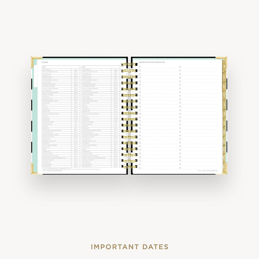 Day Designer 2026-27 weekly planner: Black Stripe cover with holidays page