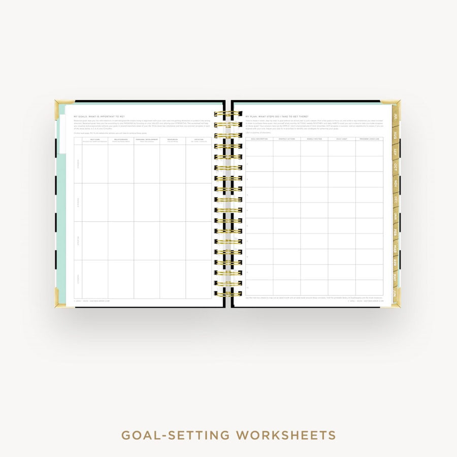 Day Designer 2026-27 daily planner: Black Stripe cover with goals worksheet