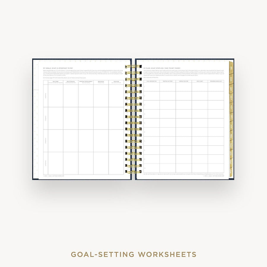 Day Designer 2026-27 daily planner: Navy Bookcloth cover with goals worksheet