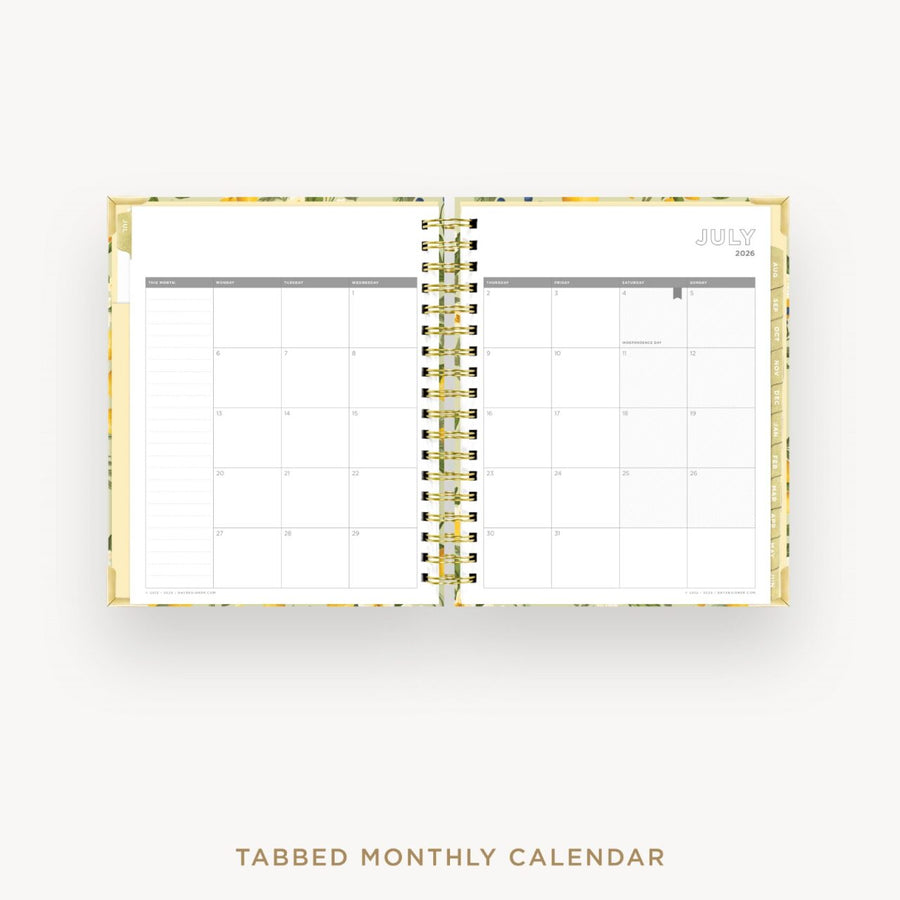 Day Designer 2026-27 daily planner: Lemon Floral Sage cover with monthly calendar