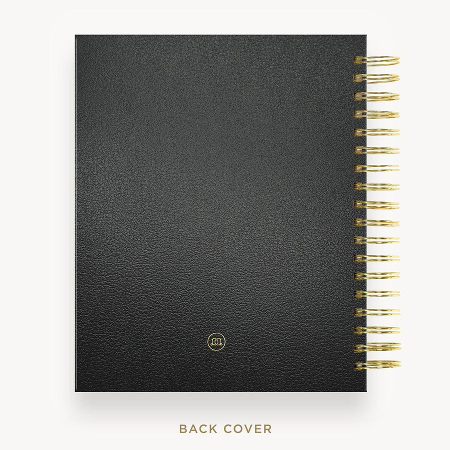 Day Designer 2026-27 daily planner: Classic Black Pebble Texture back cover with gold detail