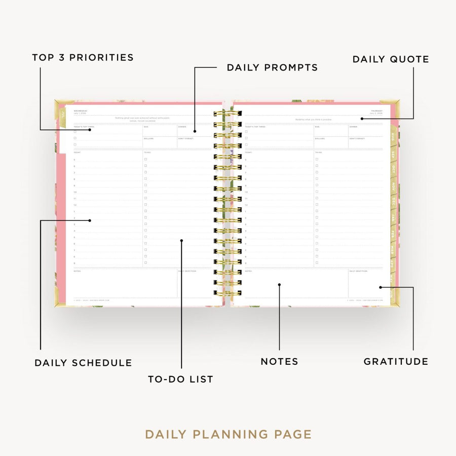 Day Designer 2026-27 daily planner: Heirloom opened with captions of contents