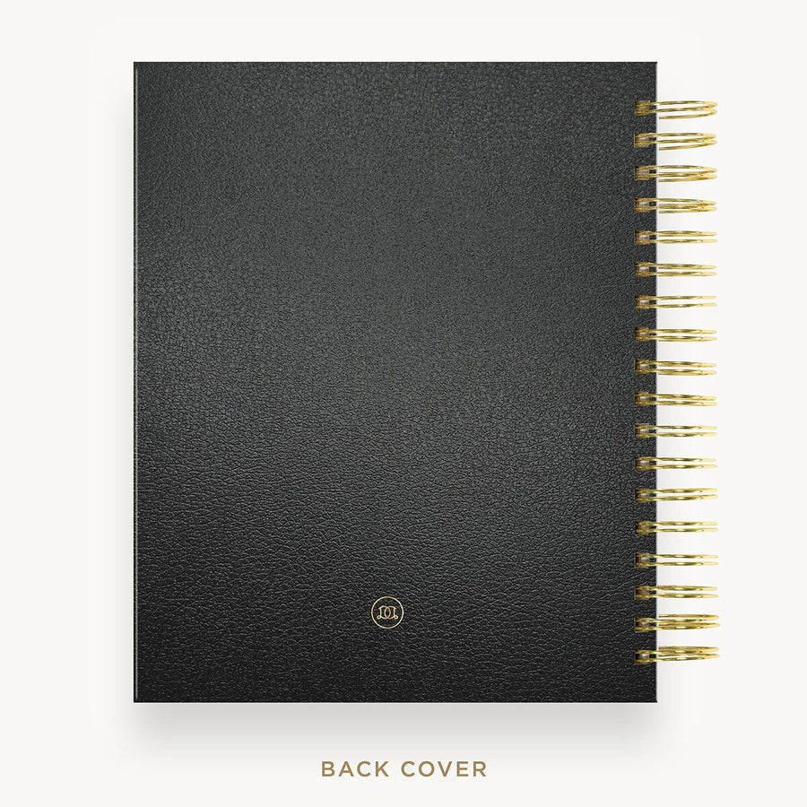 Day Designer 2026-27 weekly planner: Classic Black Pebble Texture cover with back cover with gold detail