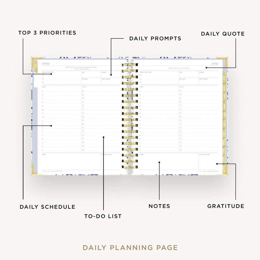 Day Designer 2026-27 daily planner: Swan Lake opened with captions of contents