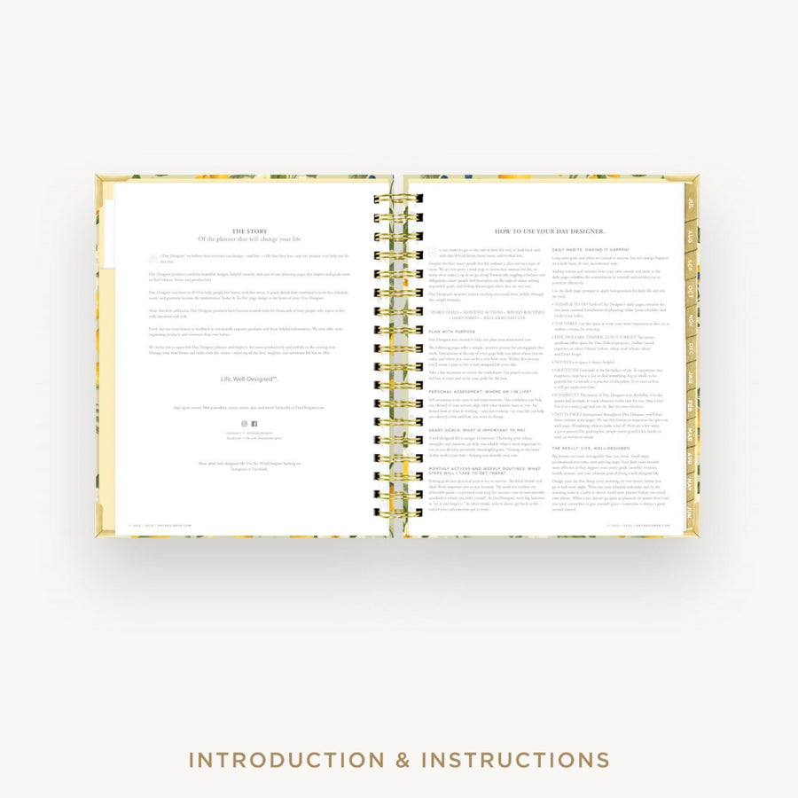 Day Designer 2026-27 daily planner: Lemon Floral Sage cover with introduction and how to guide