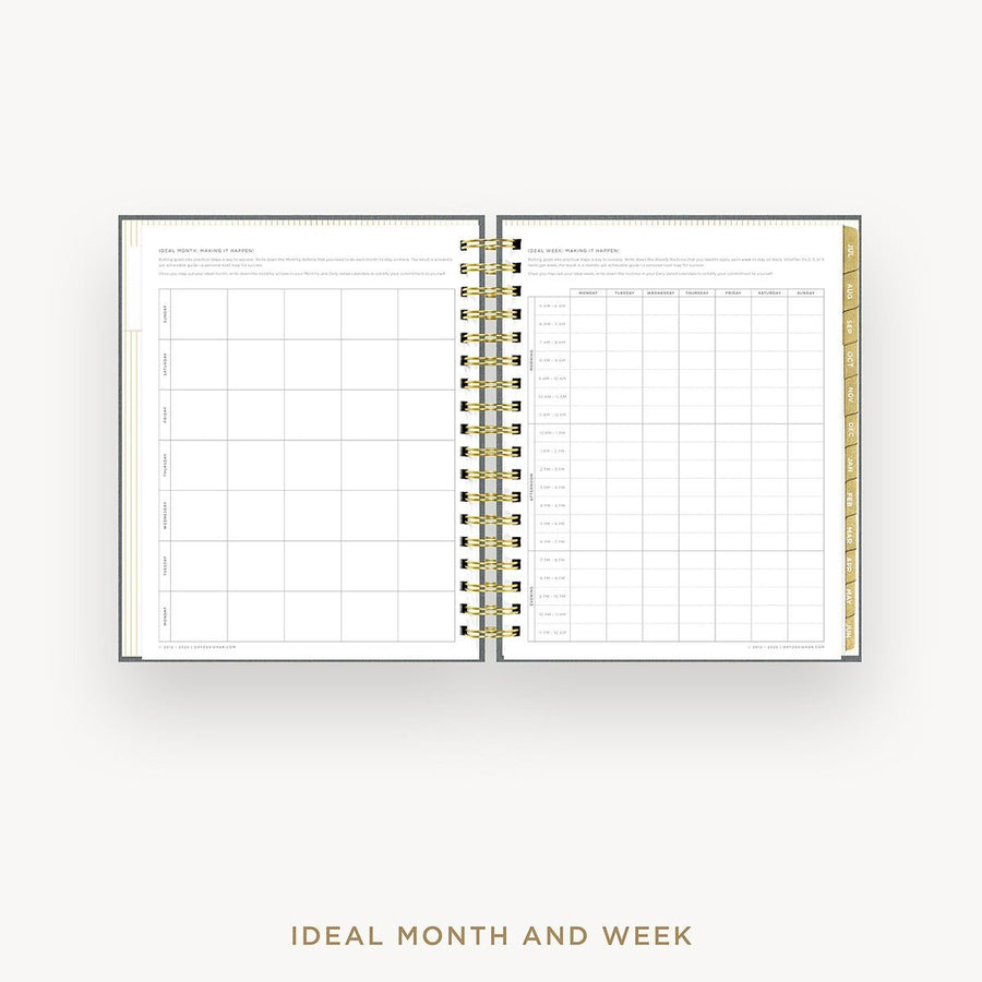 Day Designer 2026-27 daily planner: Charcoal Bookcloth cover with ideal week worksheet
