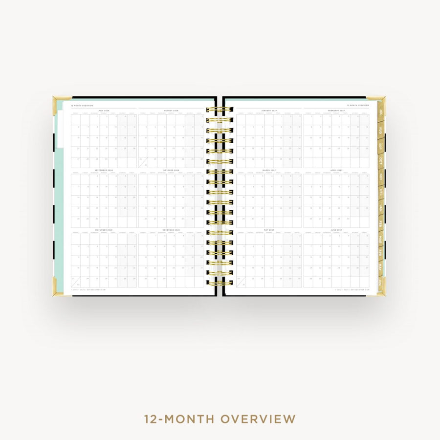 Day Designer 2026-27 daily planner: Black Stripe cover with 12 month calendar