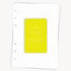Planner insert with yellow label on a white background