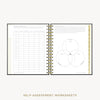 Day Designer 2026-27 mini weekly planner: Classic Black Pebble Texture cover with self assessment worksheet