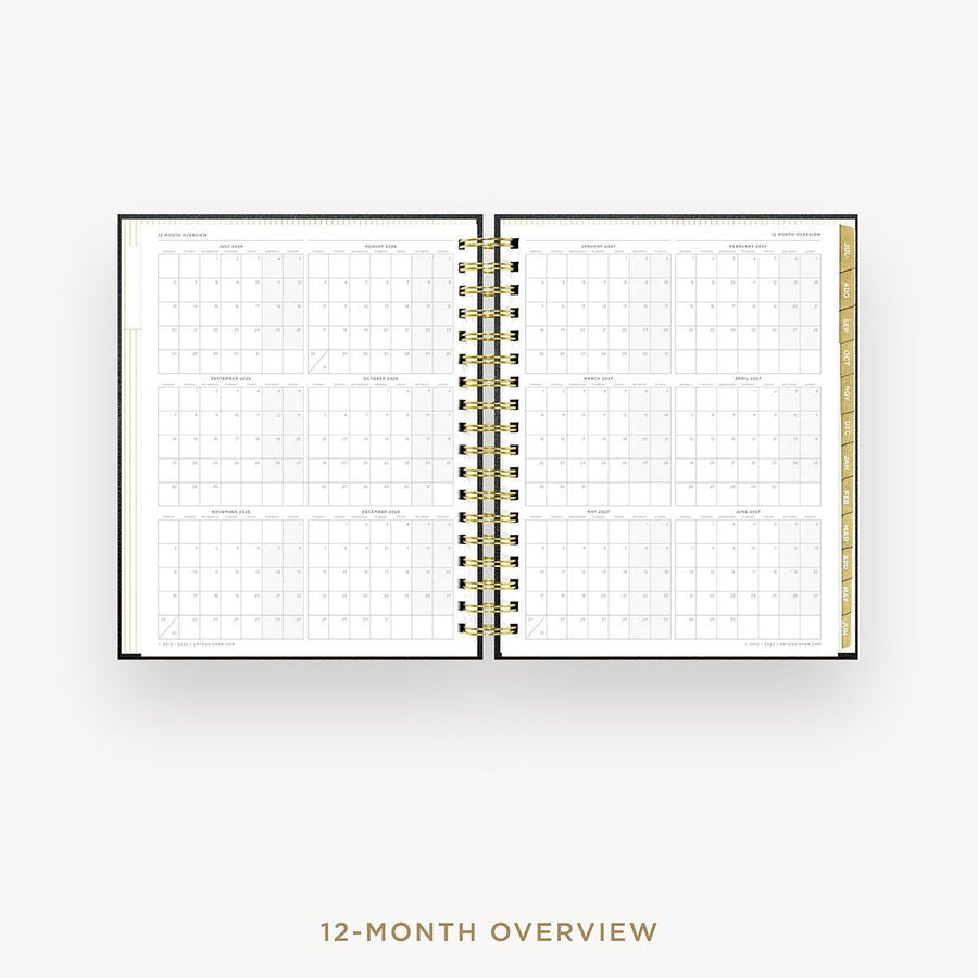 Day Designer 2026-27 daily planner: Classic Black Pebble Texture cover with 12 month calendar