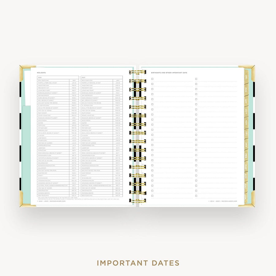 Day Designer 2026-27 mini weekly planner: Black Stripe cover with holidays page