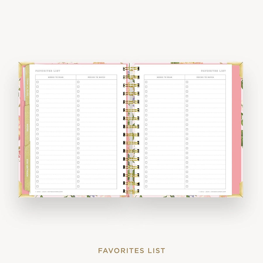 Day Designer 2026-27 mini weekly planner: Heirloom cover with favorite books and movies pages
