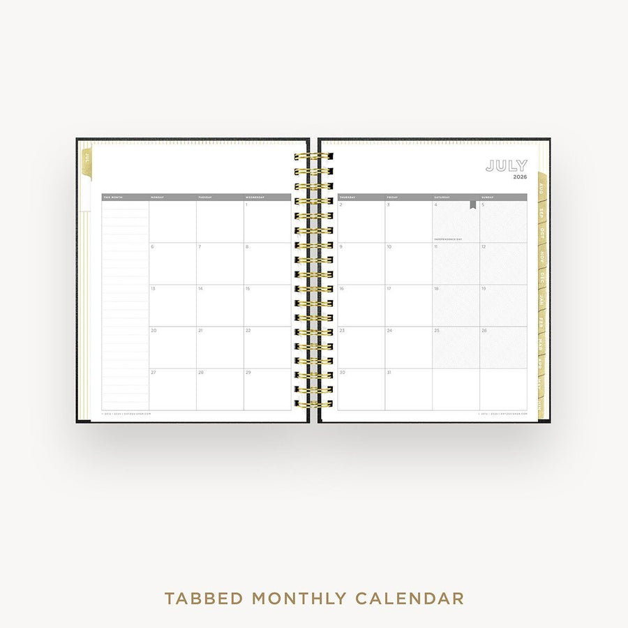 Day Designer 2026-27 daily planner: Classic Black Pebble Texture cover with monthly calendar