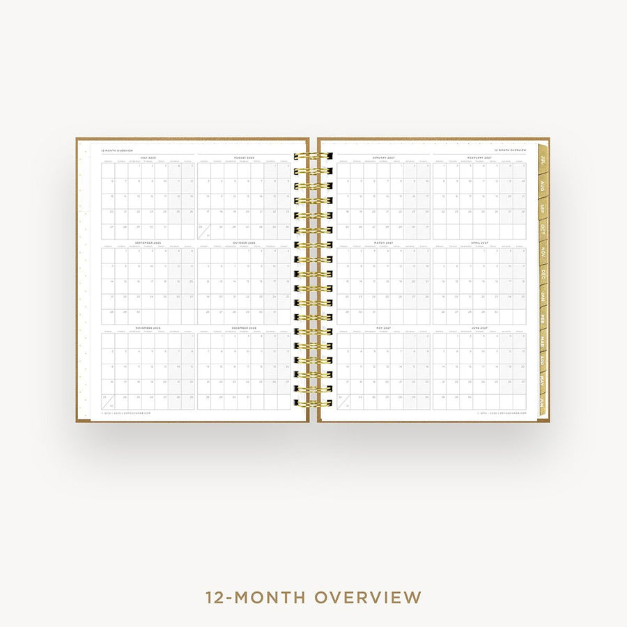 Day Designer 2026-27 daily planner: Caramel Latte Pebble Texture cover with 12 month calendar