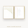 Day Designer 2026-27 daily planner: Caramel Latte Pebble Texture cover with pocket and gold stickers