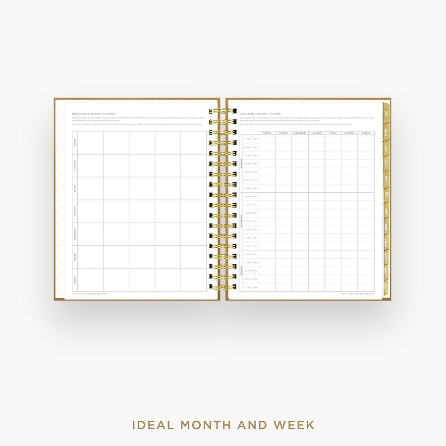 Day Designer 2026-27 daily planner: Caramel Latte Pebble Texture cover with ideal week worksheet